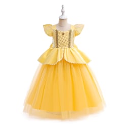 Flickor Princess Belle Dress Up Kostym Halloween Fancy Dress 130cm
