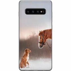 Samsung Galaxy S10 Genomskinligt Skal Häst & Hund