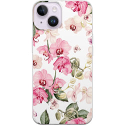 Apple iPhone 15 Plus Genomskinligt Skal Rosa blommor