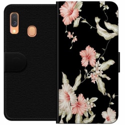 Samsung Galaxy A40 Plånboksfodral Floral Pattern Black
