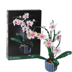 Ikoner Orkidé konstgjord växt set med blommor, heminredningstillbehör för vuxna, botanisk samling, alla hjärtans dag presentidé
