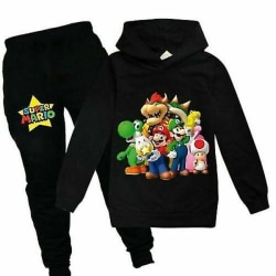 Super Mario Hoodie Top Pants Set Barn Pojkar Flickor Sportkläder Jogging träningsoveraller_a Black 2 120 (5-6Years)