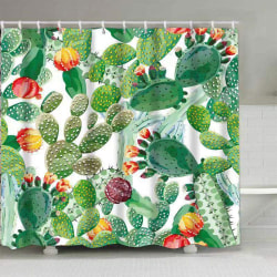 Vattentät och mögelbeständig duschdraperi i polyestertyg med 12 badrumskrokar 180 x 180 cm kaktus