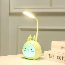 Bärbar LED-bordslampa hopfällbar lampa söt tecknad skrivbordslampa grön hjort