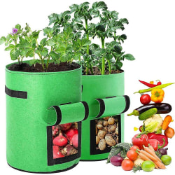 2 potatispåsar, planteringspåsar med fönster och handtag, andas och hållbara