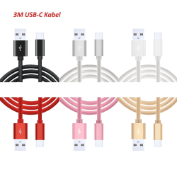 3m Snabbladdning USB-C nylon kabel Guld