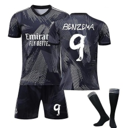 22-23 Real Madrid fotbollströja T-shirt Shorts Fotbollströja BENZEMA 9 Kids 26(140-150CM)