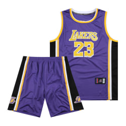#23 Lebron James Baskettröja Set Lakers Uniform för barn Purple XL