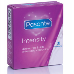 Pasante Ribs & Dots Intensity Kondom 3-pack Transparent