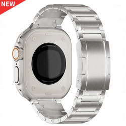 Titanium Metal Band för Apple Watch Ultra 49mm 8 7 45mm 41mm Rostfritt stål ersättningsrem för iwatch 6 5 4 3 SE 44mm 42mm Titanium color For 42mm 44mm 45mm
