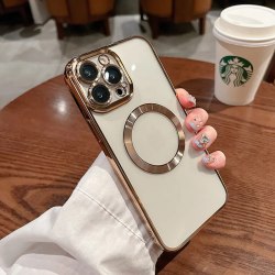 iPhone14 Pro Fodral-Klart Phone case Silikon Tunt Magnetisk Case guld