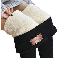 Thermal varma leggings för kvinnor Förtjockad fleecefodrad Slim Fit Långa leggings Stretchiga vinterleggings, svart B,M