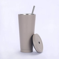750 ml mugg i rostfritt stål Vakuummugg Kaffemugg Reseflaska Termos Kalldrinkskopp med sugrör och spillsäkert lock för iskall eller varm dricka