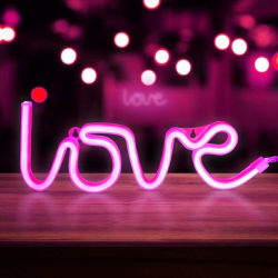 Love Neon Lampa - Gul Rosa