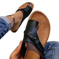 Kvinnor Orthotic Sandal Correction Läder Tofflor Platt klack black 42