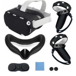 Färgglada silikon Oculus-Quest 2 case Set Anti-slip VRs Controller Shell VRs Tillbehör black