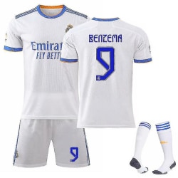 Benzema #9 Fotbollssatser Fotbollströja Hemma Real Madrid T-shirts Lewandowski No.9 home jersey S(165-170CM)