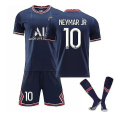 Neymar Jr 10 Hemma 2021-2022 Paris fotbollströja set Blue 28(150-160cm)