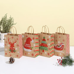 Förpackning med 24 julklappspåsar Återanvändbara papperspåsar Handtag Brown