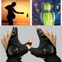 Fingerhandskar med LED-ficklampa Outdoor Gear Torch Fishing Black