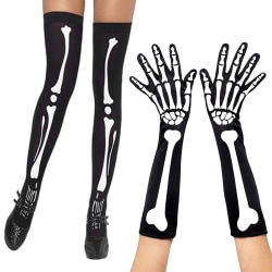 Halloween - Lange handsker og sokker med skelet motiv