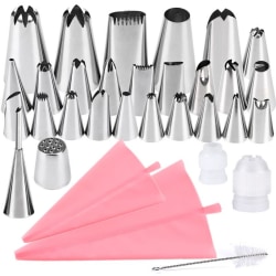 Tyllset - 27st Spritstyllar, spritspåse & koppling - Cake tool Rosa