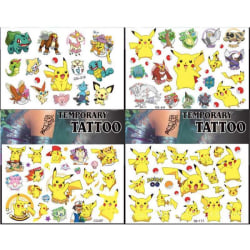 Pokémon-tatoveringer - 4 ark - tatoveringer til børn - Pikachu Multicolor