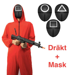 Squid game Dräkt + Mask - Cosplay Halloween - Red XL - Triangel