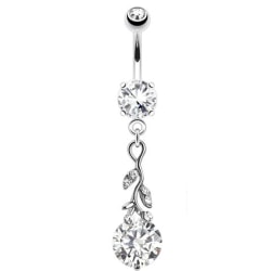 Navelpiercing diamant small leaf Silver
