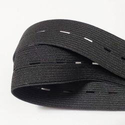 Elastisk knapphullsbånd Elastisk bånd, praktisk og allsidig 5m Black Bredd: 2,5cm