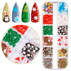 Juldekorationer snöflingor / Tomte nagelglitter i praktisk ask multifärg