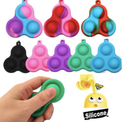 Enkel fordypning, MINI Pop it Fidget Finger Toy - Nøkkelring Blå - Grön - Orange