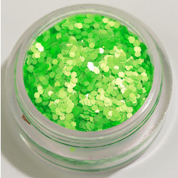 1. sekskant glitter neongrønn (matt)