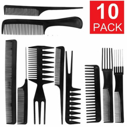 10st kammar olika former - Kit - Professional Comb Set Svart