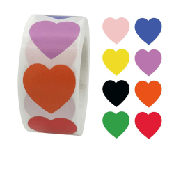 500st stickers klistermärken - hjärtan / Heart motiv - Cartoon multifärg