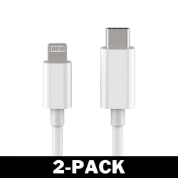 USB-C till Lightning Kabel iPhone Snabb Laddare 2M Vit 2-Pack