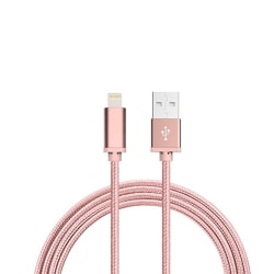 3M Kabel Lightning iPhone Laddare Nylon Quick Charge Rosé Guld
