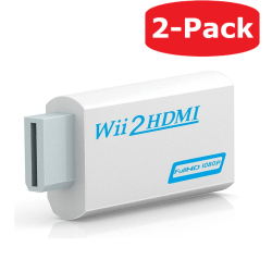 2-Pack Wii till HDMI Adapter för Nintendo Wii 1080p FULL HD Vit