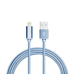 1M Kabel Lightning iPhone Laddare Nylon Quick Charge Blå