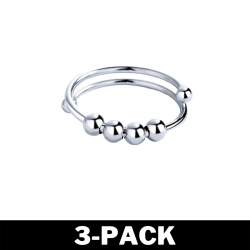 Coil Ring - Anti Stress Ring med Roterande Pärlor Silver 3-Pack