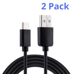 2-Pack USB-C Laddkabel Quick Charge Snabbladdning 1.2M Svart