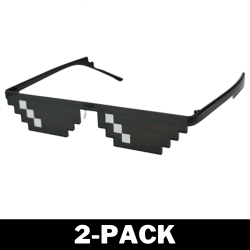 Svarta Thug Life Glasögon Meme Solglasögon Pixel 16bit Svart 2-Pack