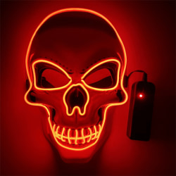 Skelettmask med LED The Purge El Wire Halloween Röd