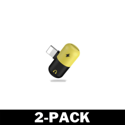 iPhone Adapter 2-in-1 | Lyssna och Ladda Samtidigt Gul 2-Pack