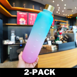 Vattenflaska med Tidsstämpel - Blue and Pink 2-Pack