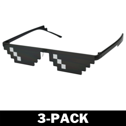 Svarta Thug Life Glasögon Meme Solglasögon Pixel 16bit Svart 3-Pack