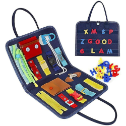 Toddler Upptagen Board Montessori sensorisk leksak blue