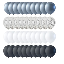 Ballonger 40-pack Svart, Vit, Konfetti och Silver 30 cm (12 tum) multifärg