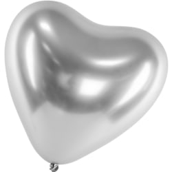 Hjerteformede Balloner Latex Krom Valentinsdag Bryllup Sølv Silver