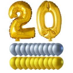 Ballonger födelsedagsmix 20 år guld/silver multifärg